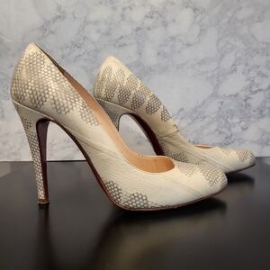 Christian Louboutin Snake Skin Pumps, Size 37.5